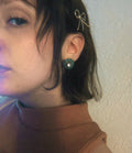 Green Crochet and Rhinestone Post Earrings