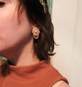 Peach Ring and Pearl Crocheted Earrings (imperfect)