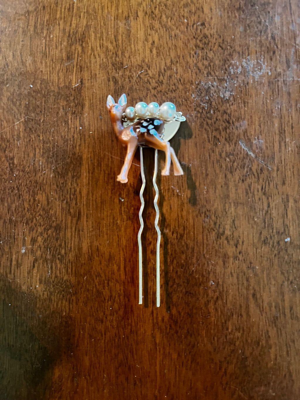 Deer and Pearl Mini French Hairpin