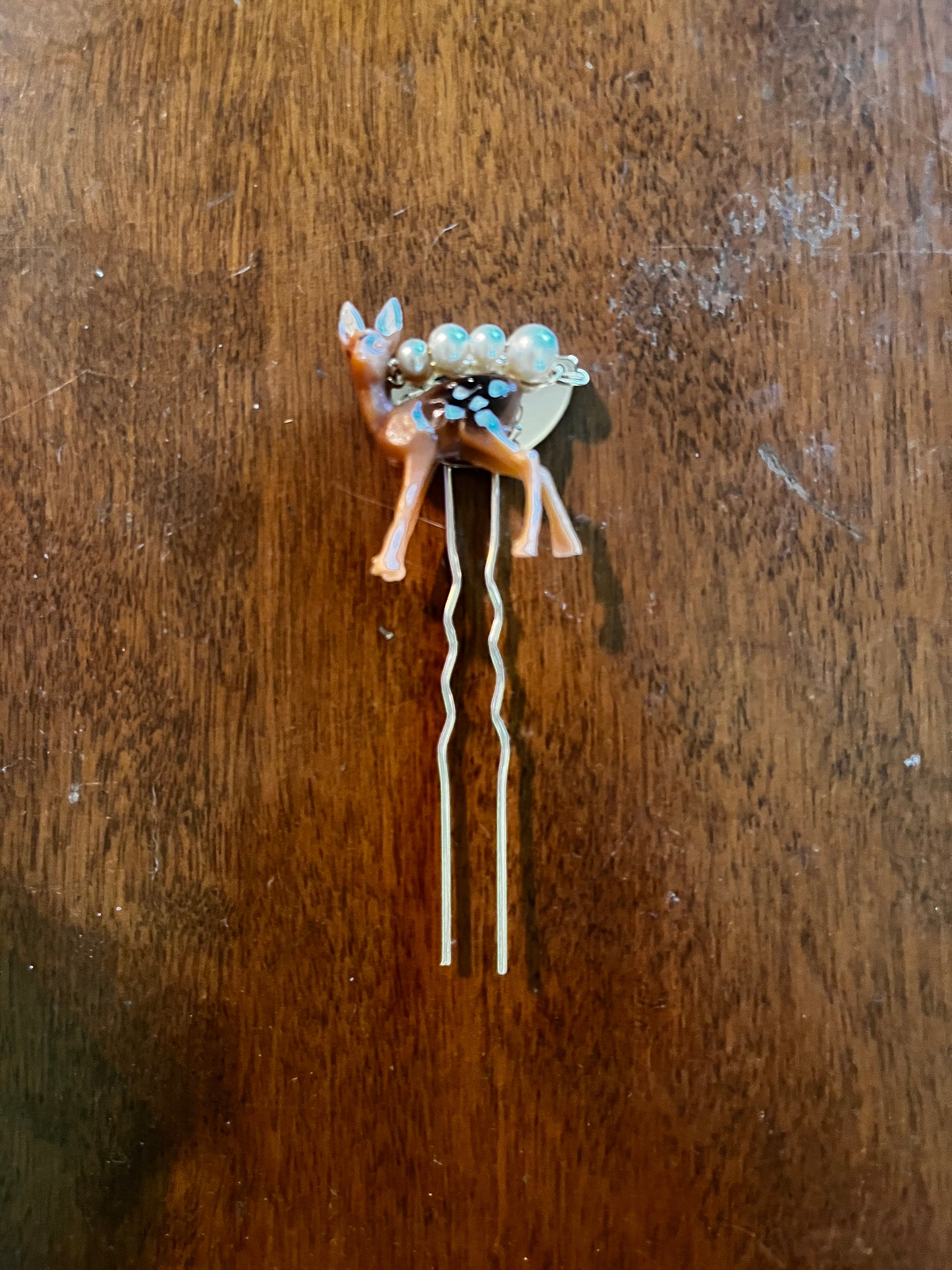 Deer and Pearl Mini French Hairpin
